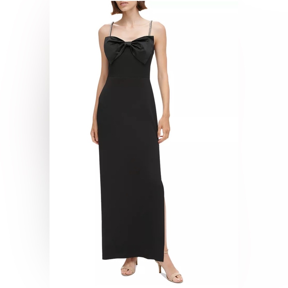Eliza J Black Strapless Dress with Bow Detail